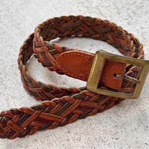 Vintage Brown Braided Leather Boho Hippie Western Belt Size 28-30